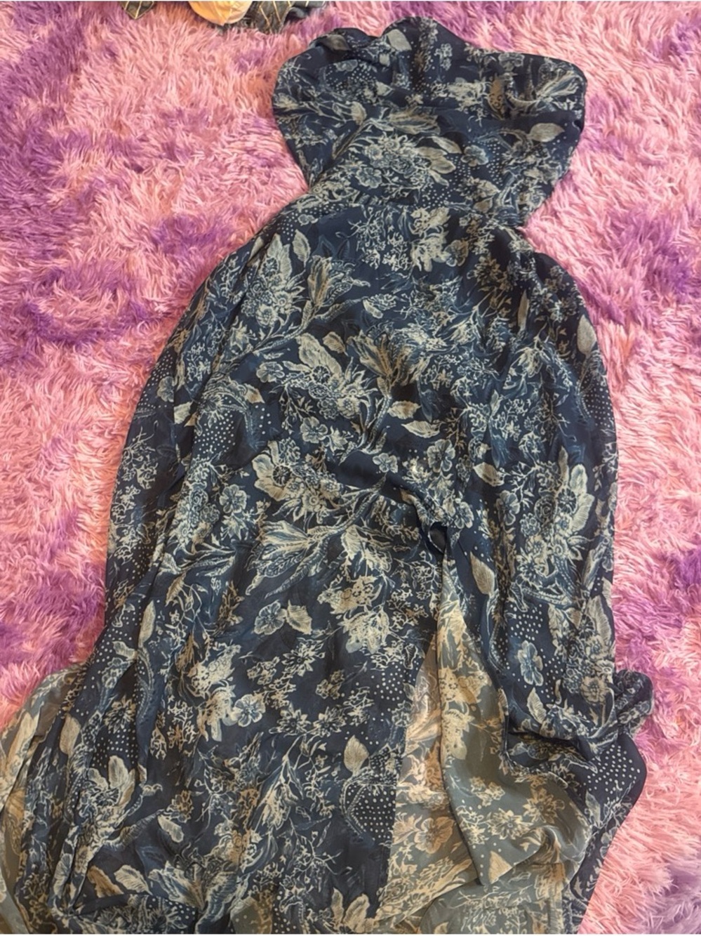 Fashion Nova Navy Blue Floral Maxi Dress